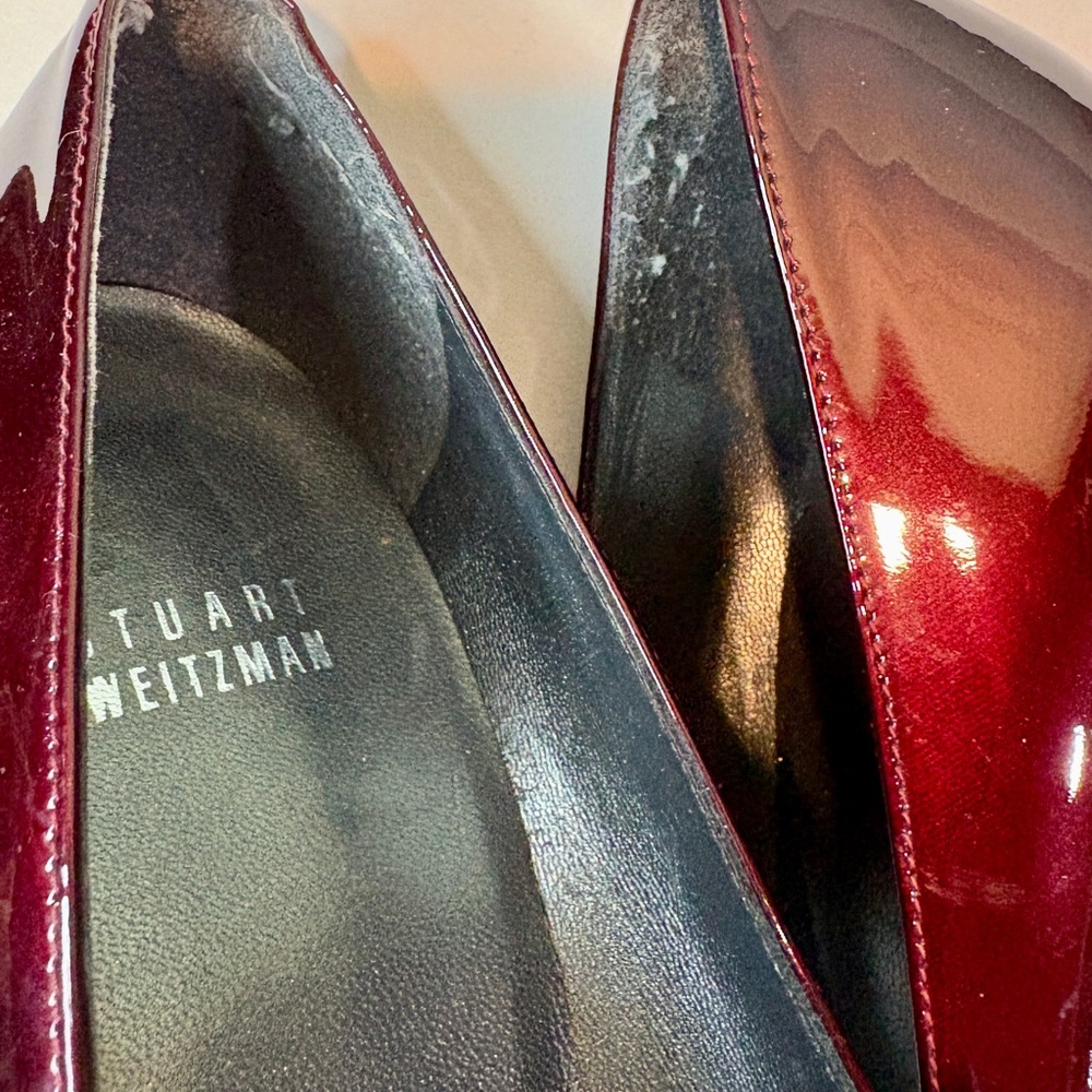 Stuart Weitzman Burgundy Patent Leather Platform Pumps - Picture 11 of 11